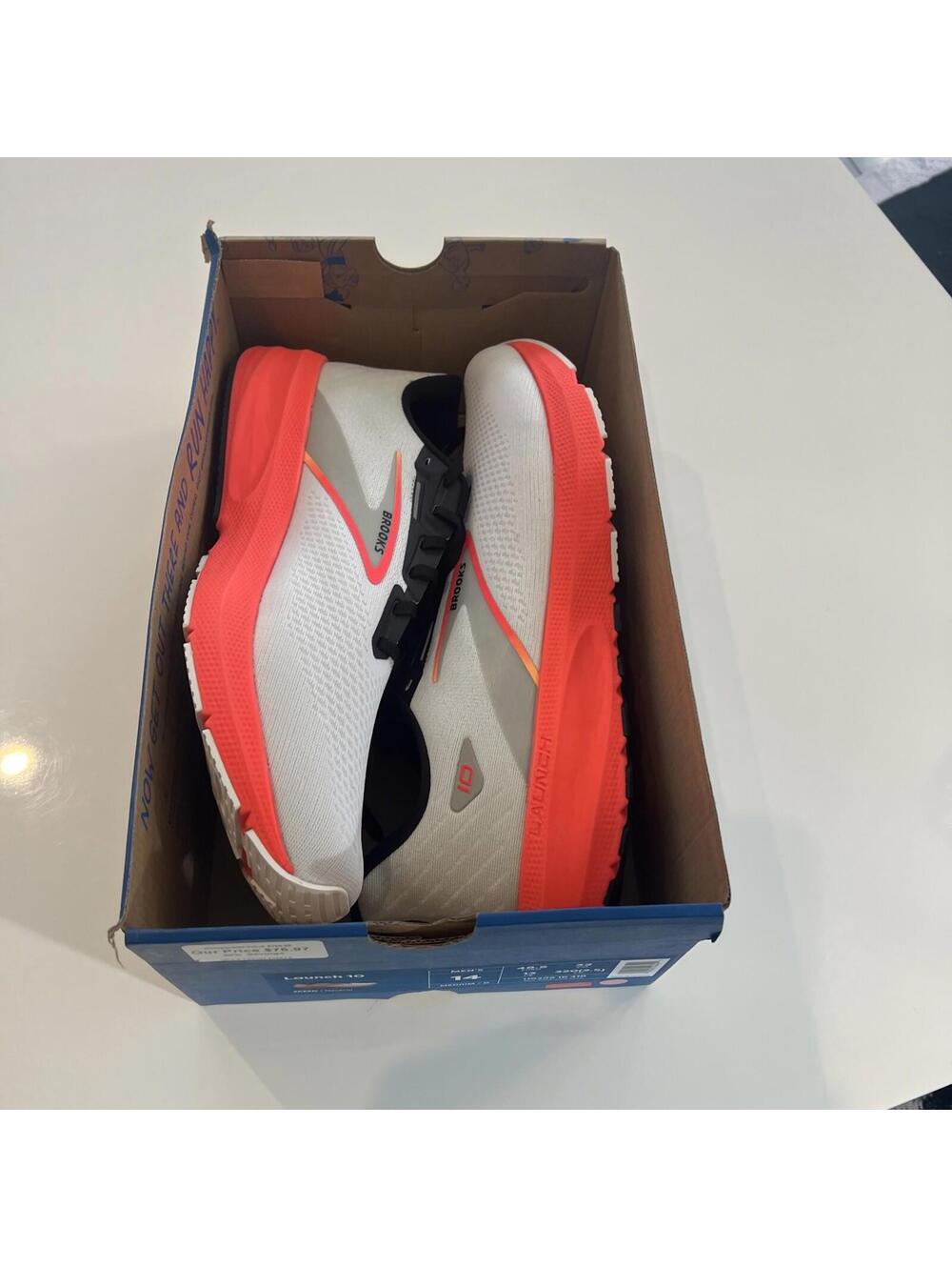Brooks Launch 10 Grey Black Fiery Coral Men Running Shoes Size 14 - Picture 8 of 9
